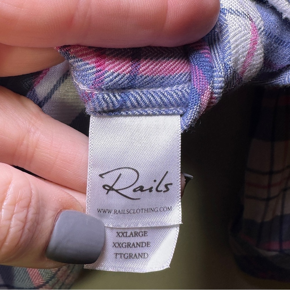 Rails Classic Plaid in Blue Pink White Button Down Long Sleeve Shirt Size XXL - Picture 5 of 8